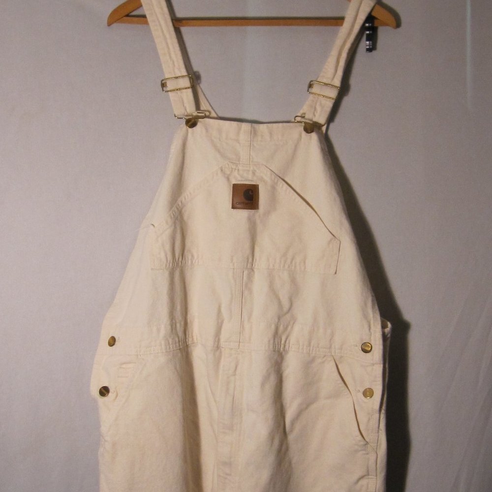 Carhartt White Cotton Men's Bib Overalls 42x32